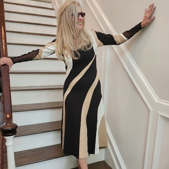 Donna Karan Ex Cond & Pro Cleaned Long Sleeve BodyCon Maxi Dress, Size 8, $75 - Picture 1 of 16